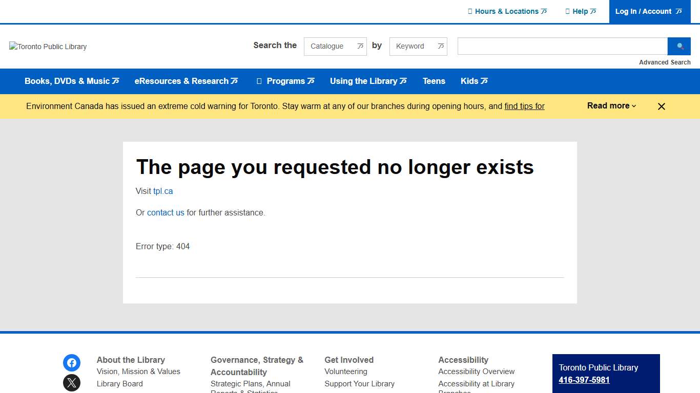 The page you requested no longer exists | Toronto Public Library