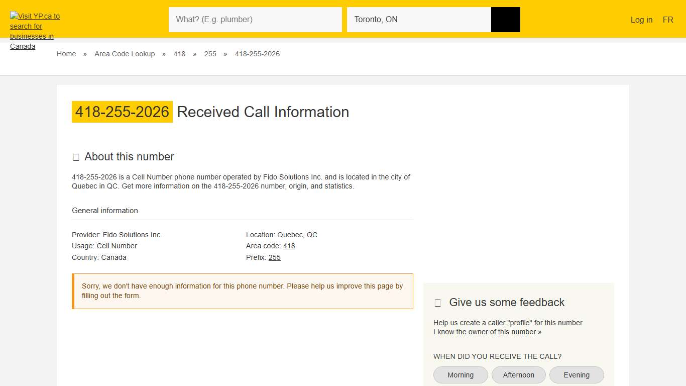 418-255-2026 | 14182552026 Who called from Quebec | YP.CA